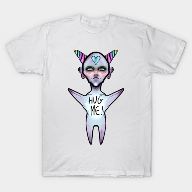 Cute Creature Unicorn Marshmallow- HUG ME! T-Shirt by mizaarte